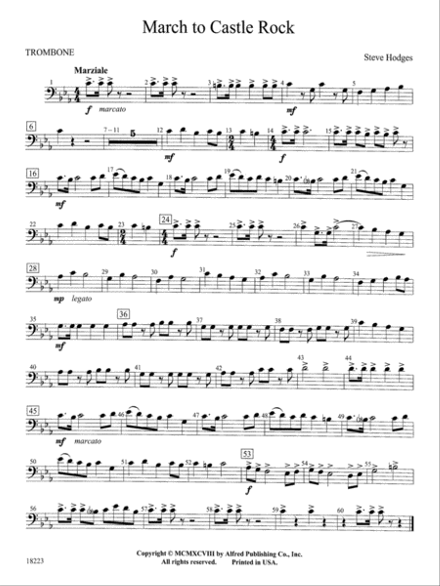 March to Castle Rock: 1st Trombone Concert Band scores gallery preview page 1