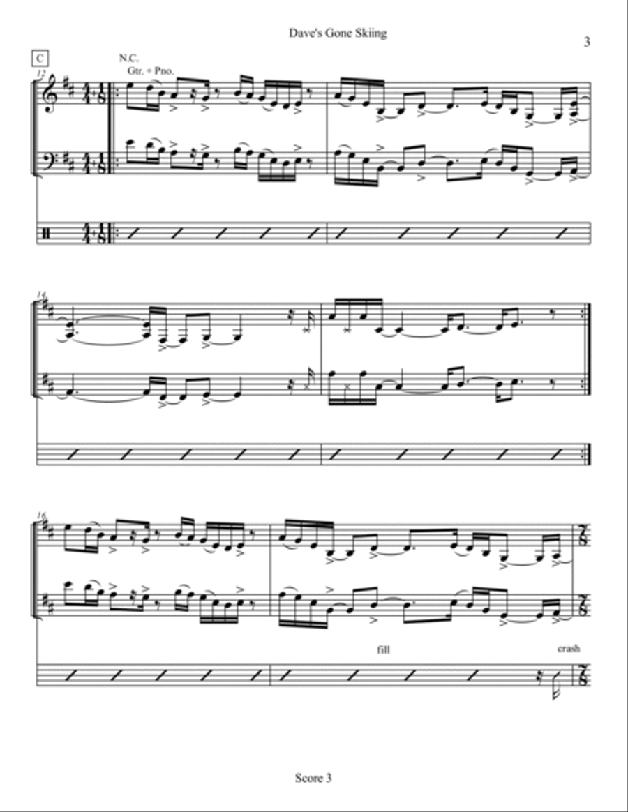Dave's Gone Skiing Jazz Ensemble scores gallery preview page 3