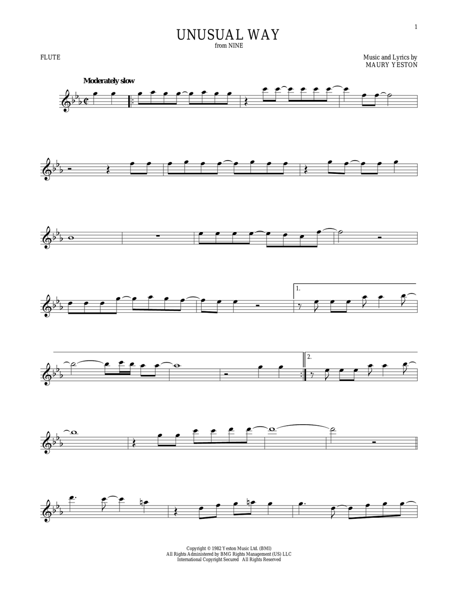 Unusual Way Unusual Way Flute Solo scores gallery preview page 1
