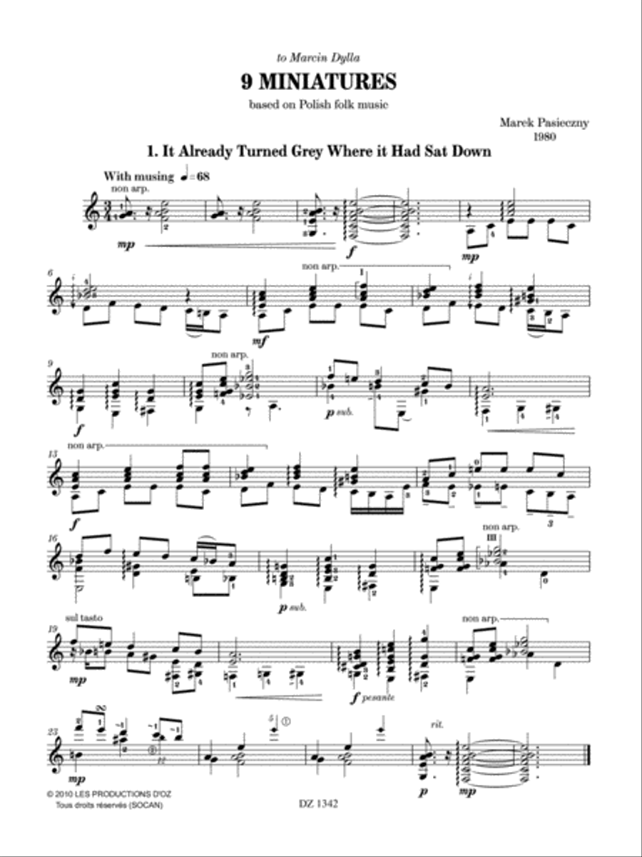 9 Miniatures Classical Guitar scores gallery preview page 3