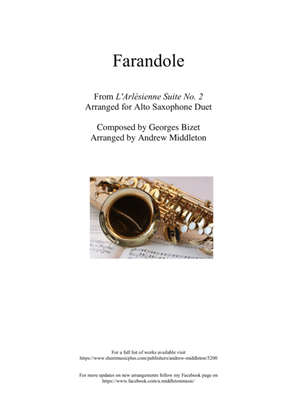 Farandole from L'Arlesienne Suite No. 2 arranged for Alto Saxophone Duet