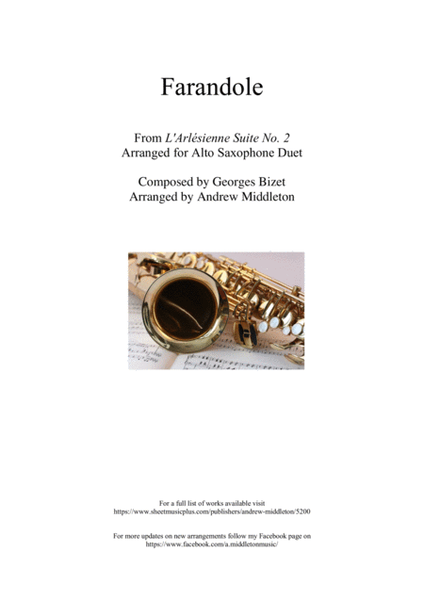 Farandole from L'Arlesienne Suite No. 2 arranged for Alto Saxophone Duet image number null