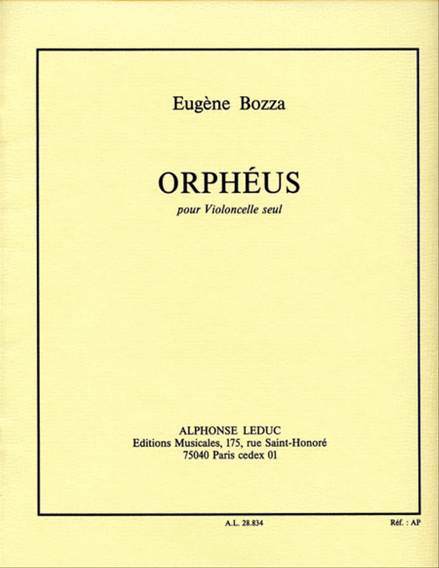 Bozza Eugene Orpheus Cello Solo Book Cello Solo scores gallery preview page 1