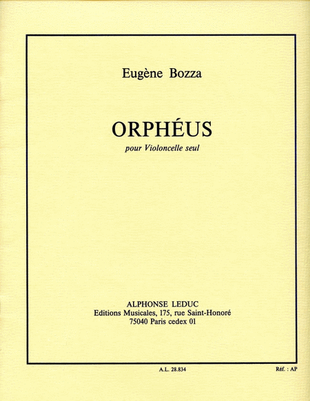 Bozza Eugene Orpheus Cello Solo Book