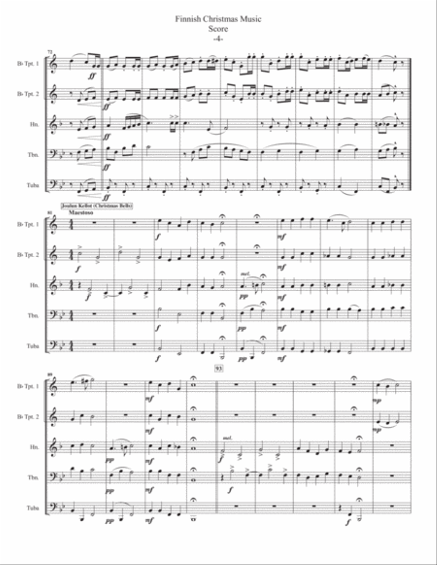 Finnish Christmas Music For Brass Quintet Brass Quintet scores gallery preview page 6