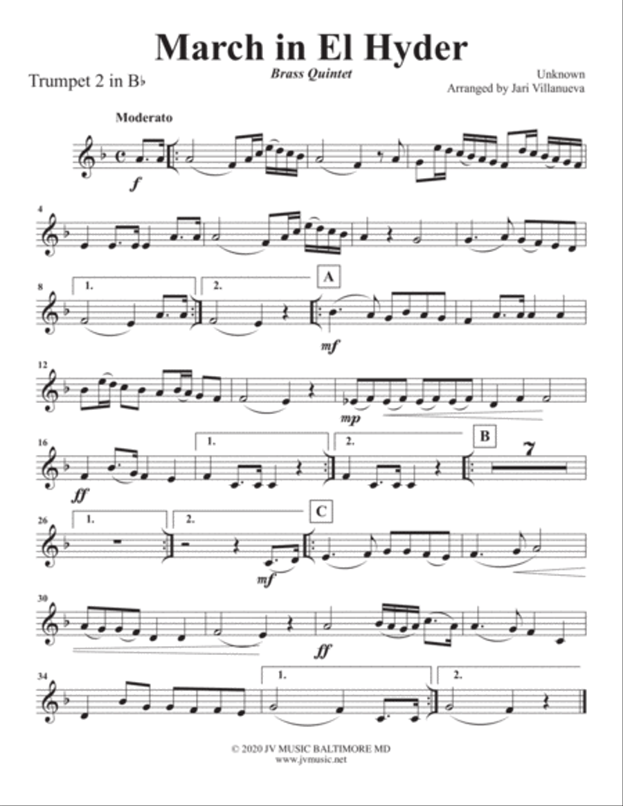March in El Hyder For Brass Quintet Brass Quintet scores gallery preview page 6