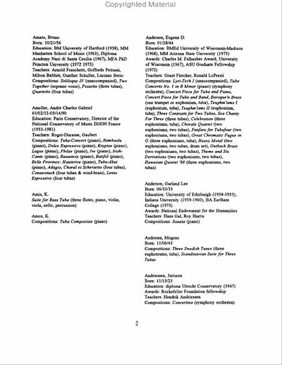 The Tuba as a Solo Instrument: Composer Biographies Tuba scores gallery preview page 9