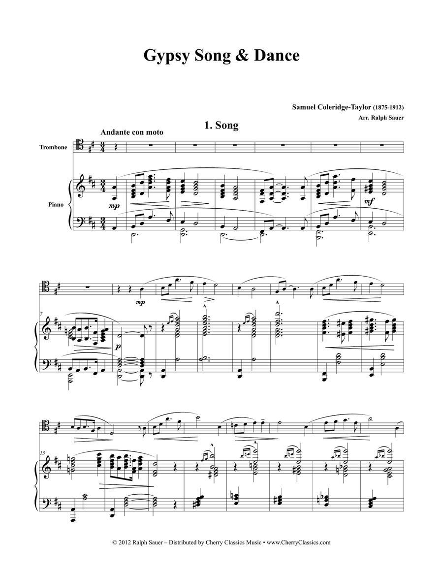 Gypsy Song and Dance for Trombone and Piano Piano scores gallery preview page 5