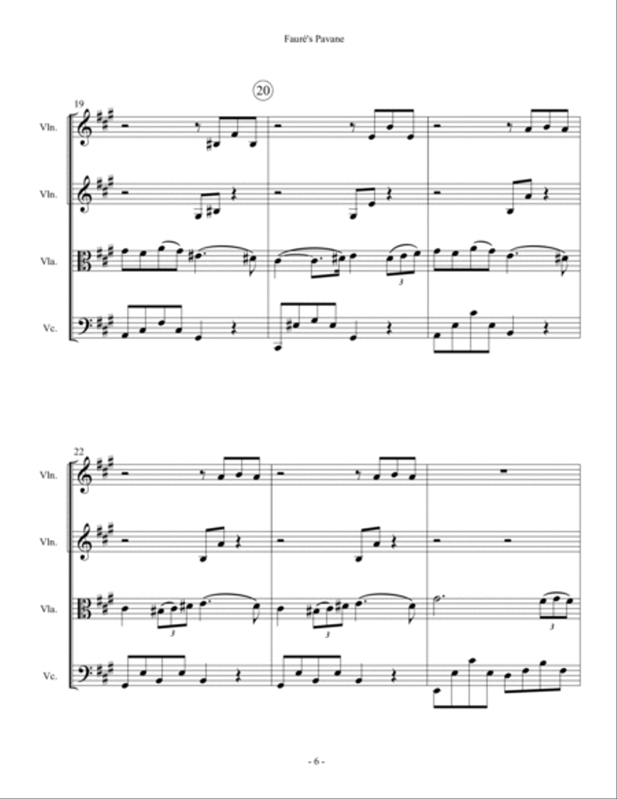 Fauré's Pavane - String Quartet String Quartet scores gallery preview page 6