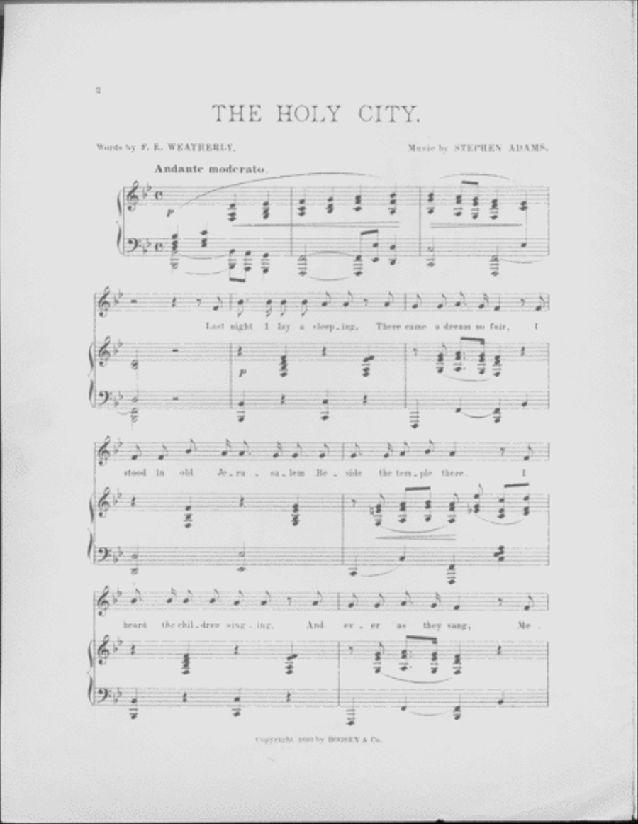 The Holy City. Song With Organ Accompaniment