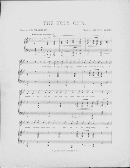 The Holy City. Song With Organ Accompaniment