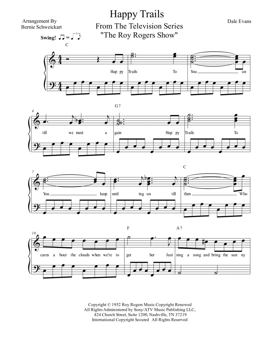 Happy Trails Happy Trails Piano, Vocal, Guitar scores gallery preview page 1
