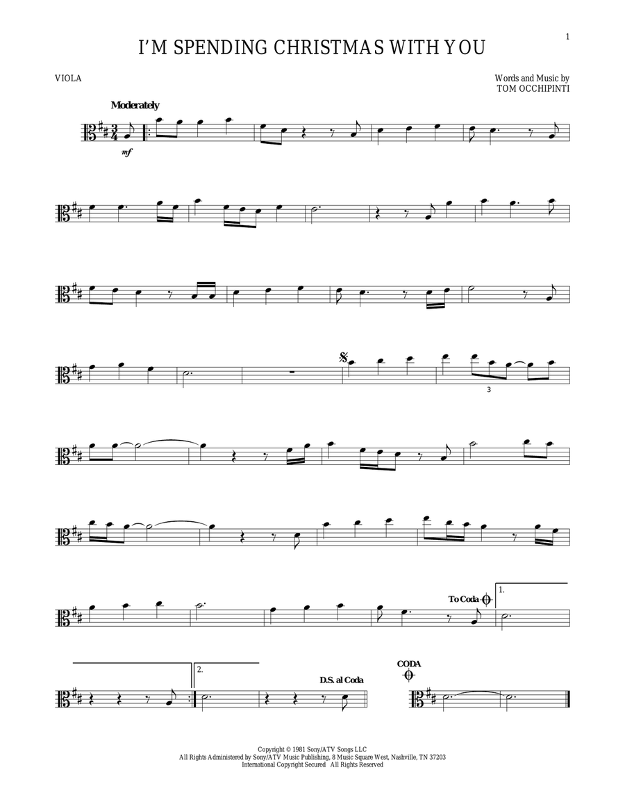 I'm Spending Christmas With You Viola Solo scores gallery preview page 1