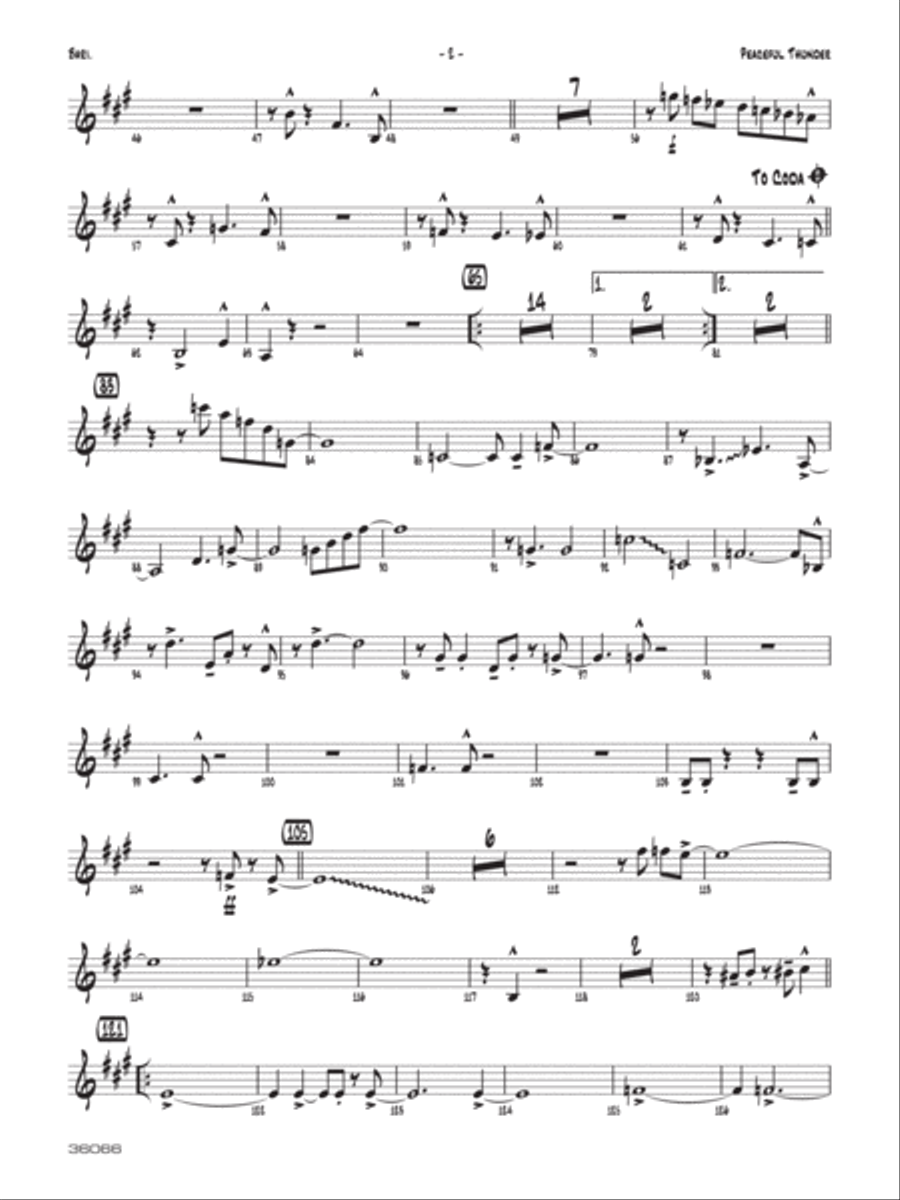 Peaceful Thunder: E-flat Baritone Saxophone Jazz Ensemble scores gallery preview page 2