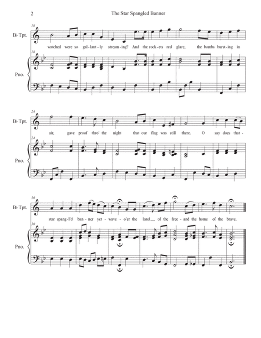 "Star Spangled Banner" Traditional Trumpet Solo with Piano in Bb image number null