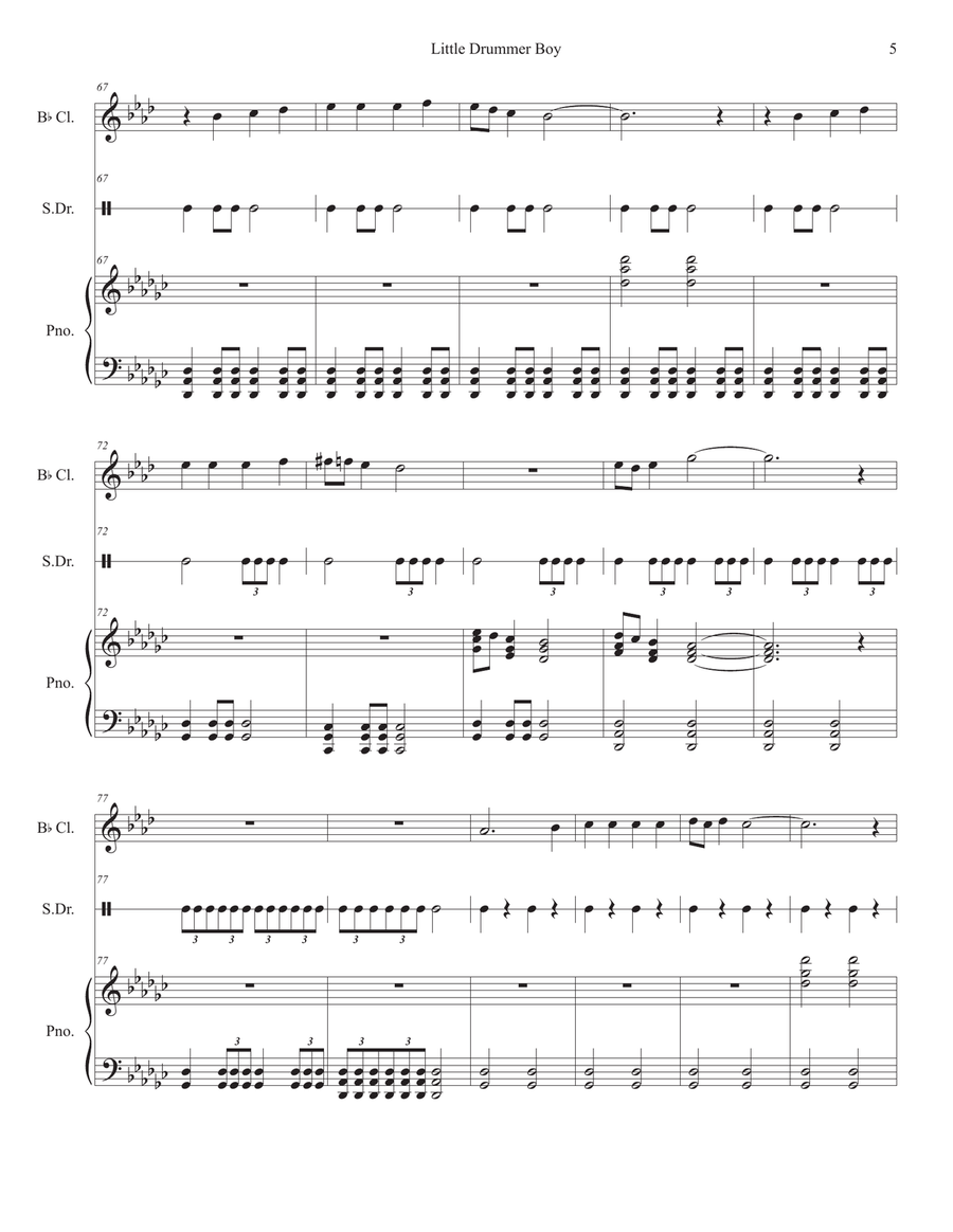 The Little Drummer Boy Clarinet Solo scores gallery preview page 5