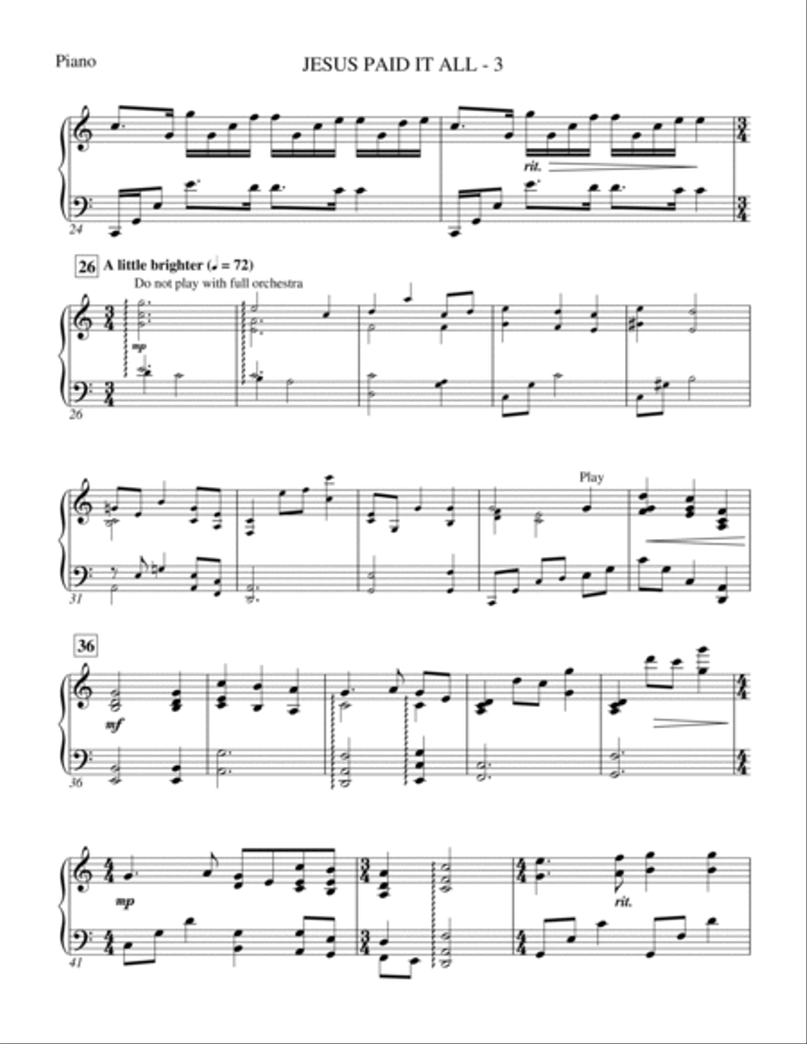 Jesus Paid It All - Piano Choir scores gallery preview page 3