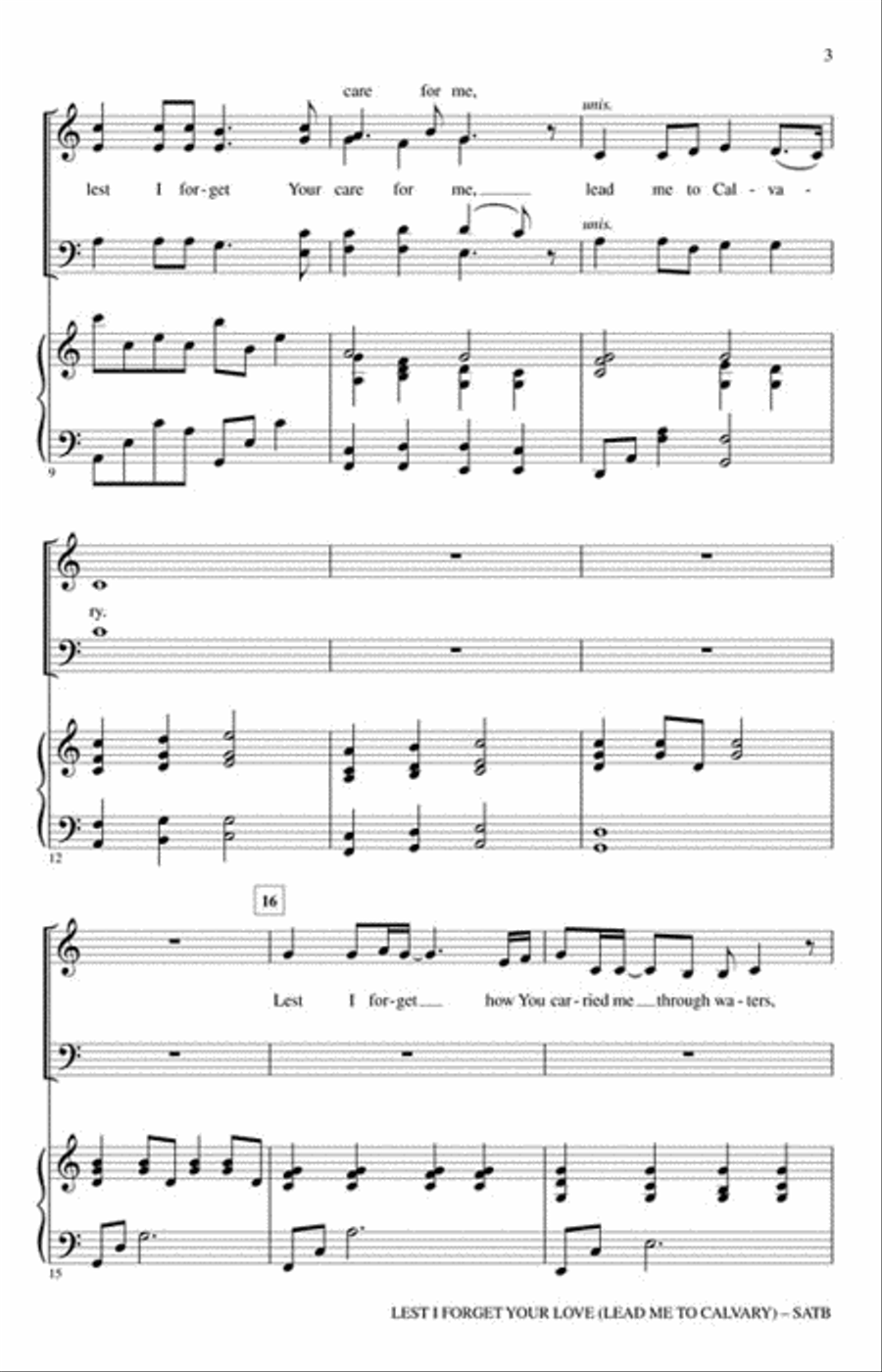 Lest I Forget Your Love Lest I Forget Your Love 4-Part scores gallery preview page 3