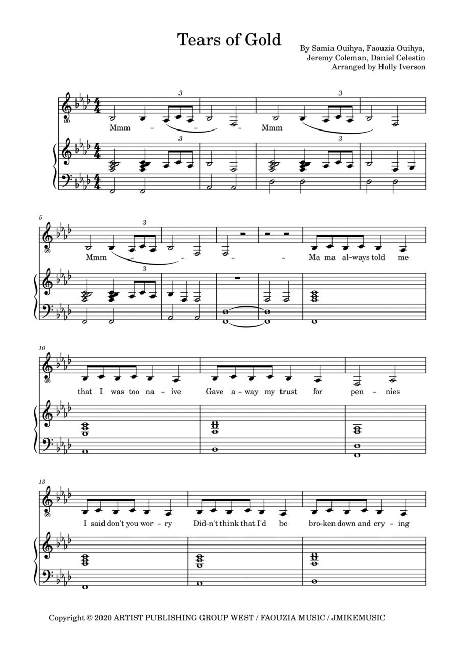 Tears Of Gold Voice scores gallery preview page 1
