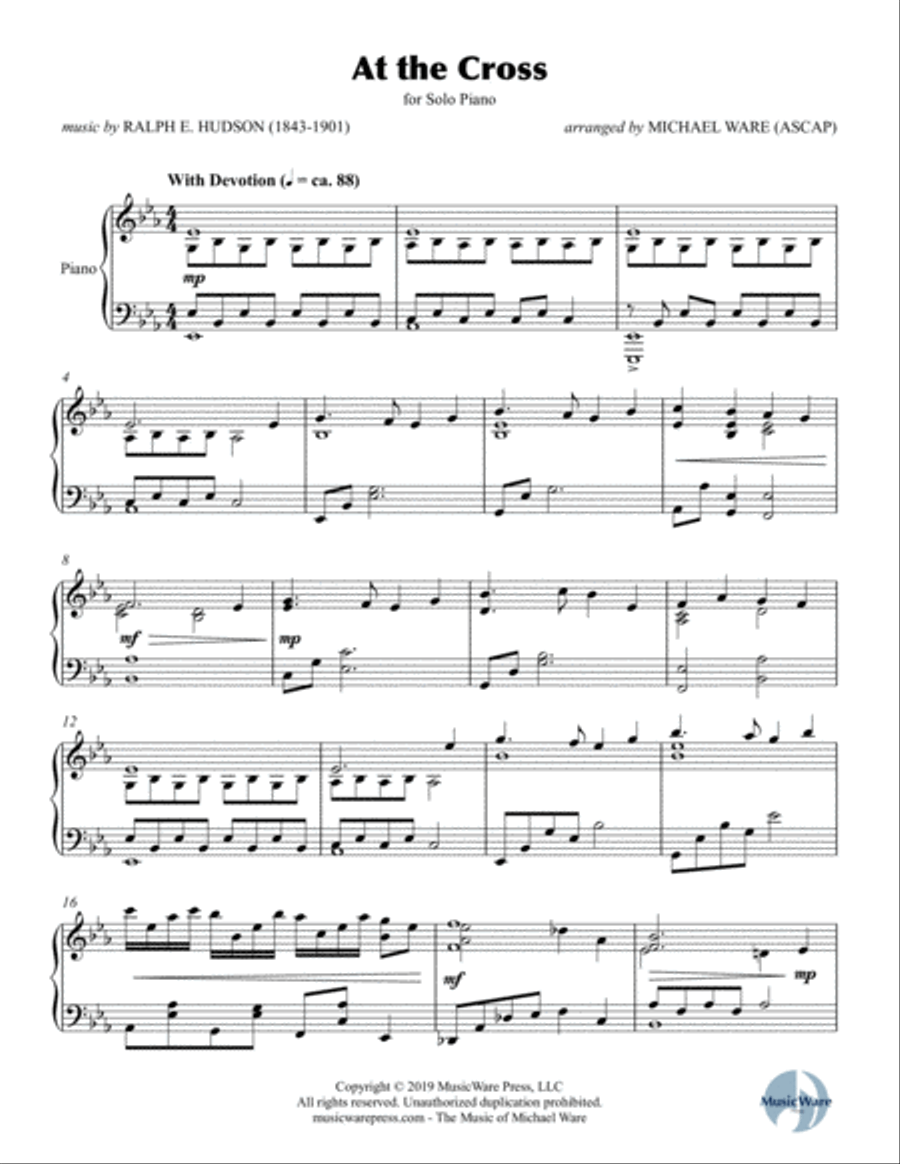 At the Cross (for Solo Piano) Piano Solo scores gallery preview page 2