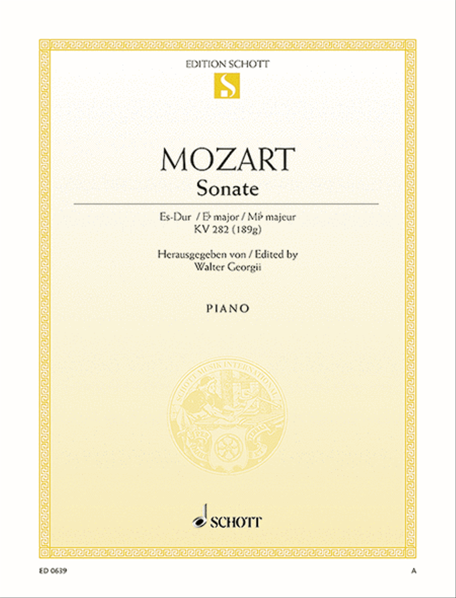 Sonata E flat Major KV 282 (189g) Piano Solo scores gallery preview page 1