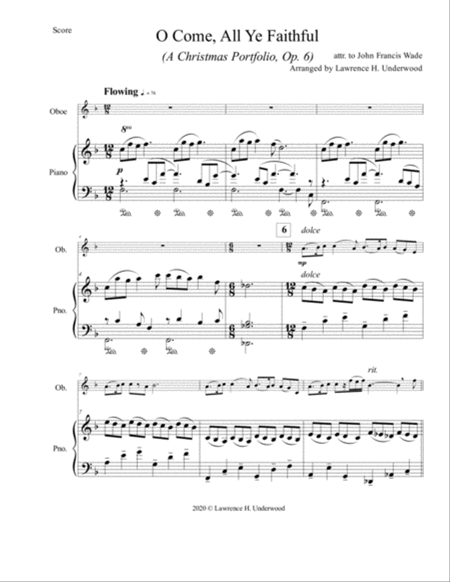 O Come, All Ye Faithful for Solo Oboe Piano scores gallery preview page 2