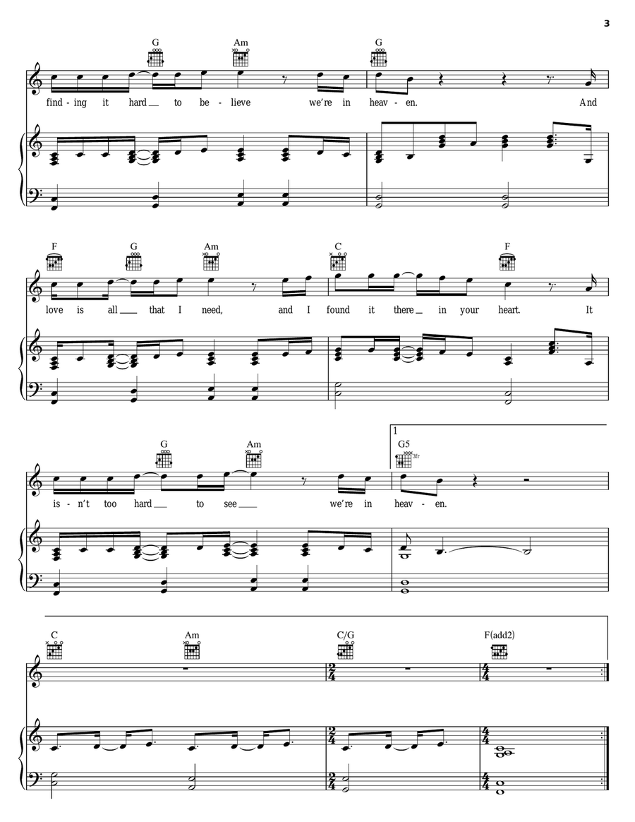 Heaven Piano, Vocal, Guitar scores gallery preview page 3