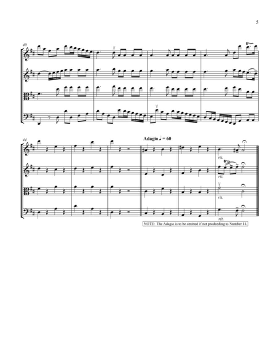 Water Music, Second Suite in D Major (for String Quartet) String Quartet scores gallery preview page 5