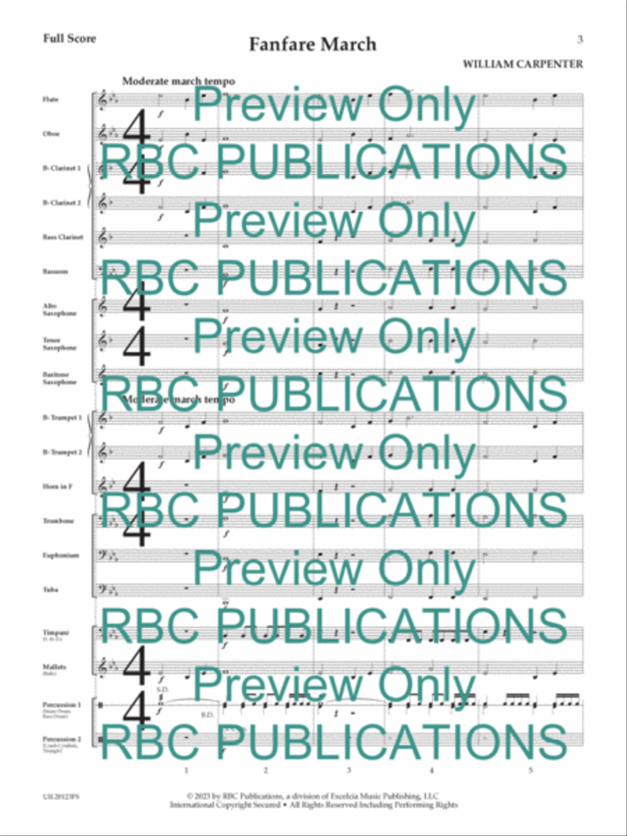 Fanfare March (Score) Fanfare March (Score) Concert Band scores gallery preview page 4