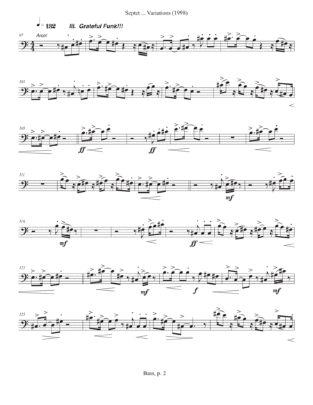 Septet, opus 77 ... Variations on a Shaker Tune (1998) double bass part