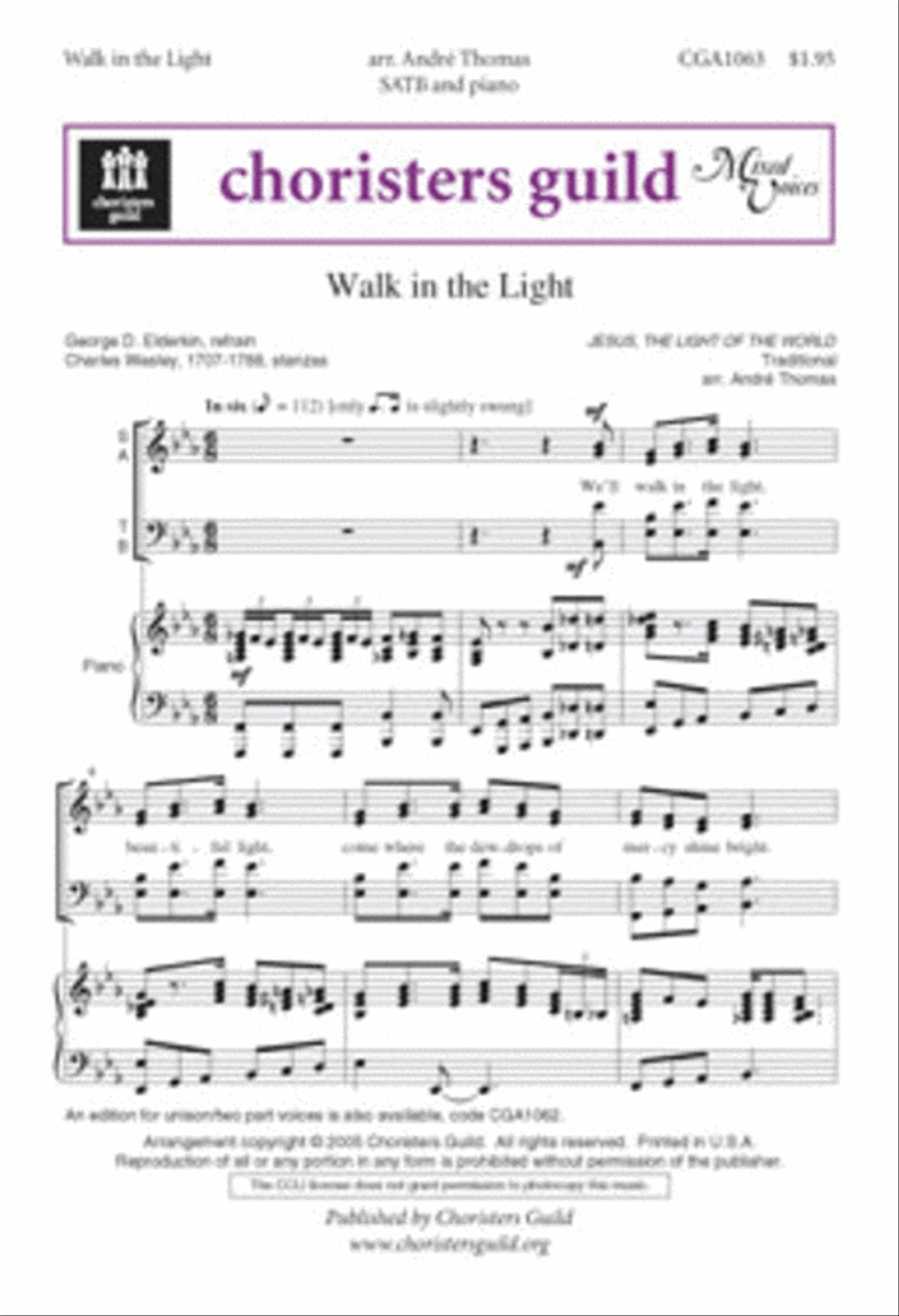 Walk in the Light (SATB) 4-Part scores gallery preview page 1