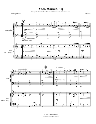 Bach Minuet In G Duet (for SB accordion & Piano or FB accordion)