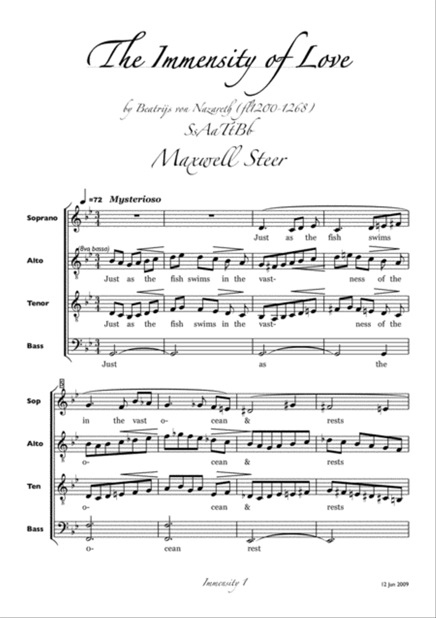 Three Beguine Motets - to words by mediaeval women mystics for acapella SSAATTBB Divisi scores gallery preview page 2