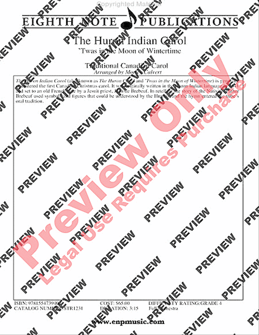 The Huron Indian Carol Full Orchestra scores gallery preview page 3