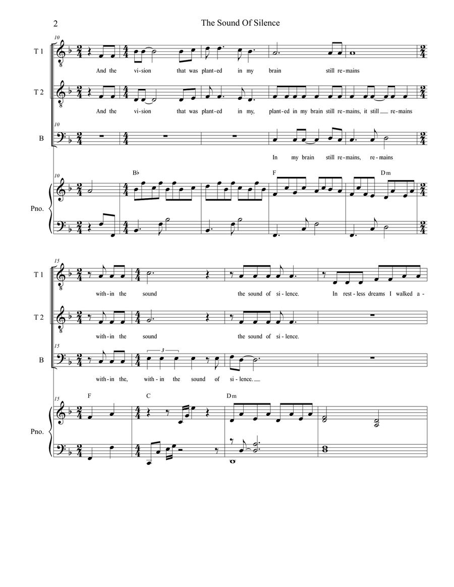 The Sound Of Silence Piano, Vocal scores gallery preview page 2