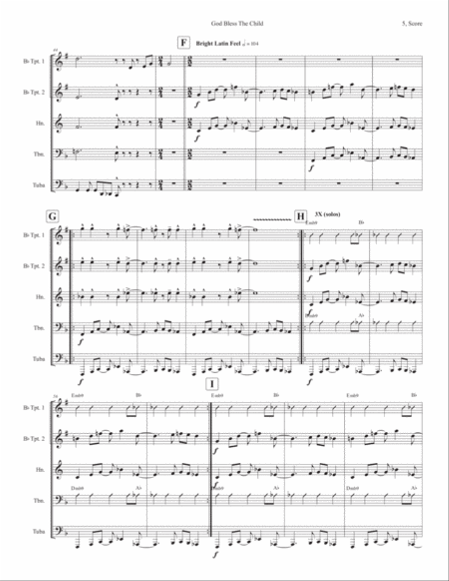 God Bless' The Child Horn scores gallery preview page 5