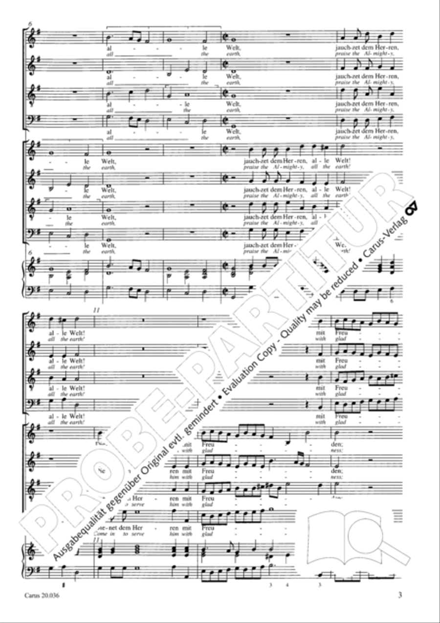 Shout to the Lord, all the earth (Jauchzet dem Herren, alle Welt) 4-Part scores gallery preview page 4