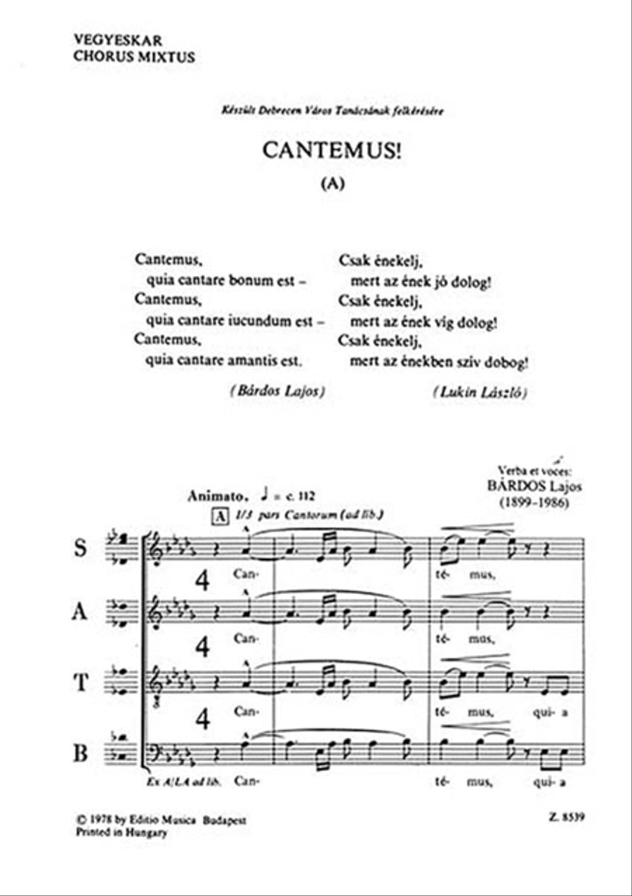 Cantemus (A) (to words by the composer)