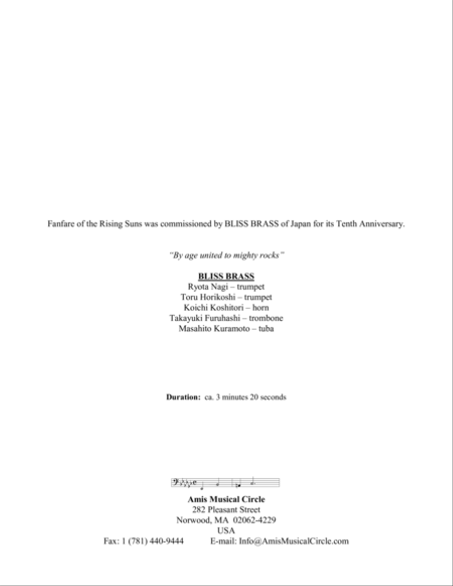 Fanfare of the Rising Suns Brass Quintet scores gallery preview page 2
