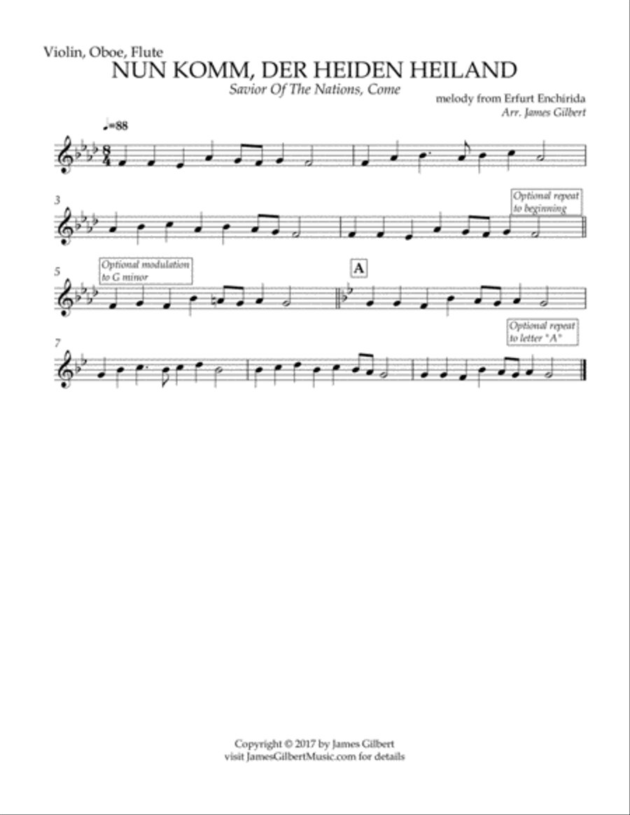 NUN KOMM, DER HEIDEN HEILAND (Savior of the Nations, Come) Small Ensemble scores gallery preview page 4
