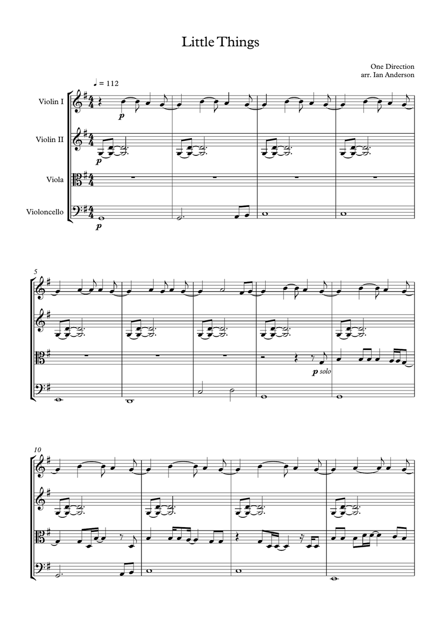 Little Things String Quartet scores gallery preview page 1