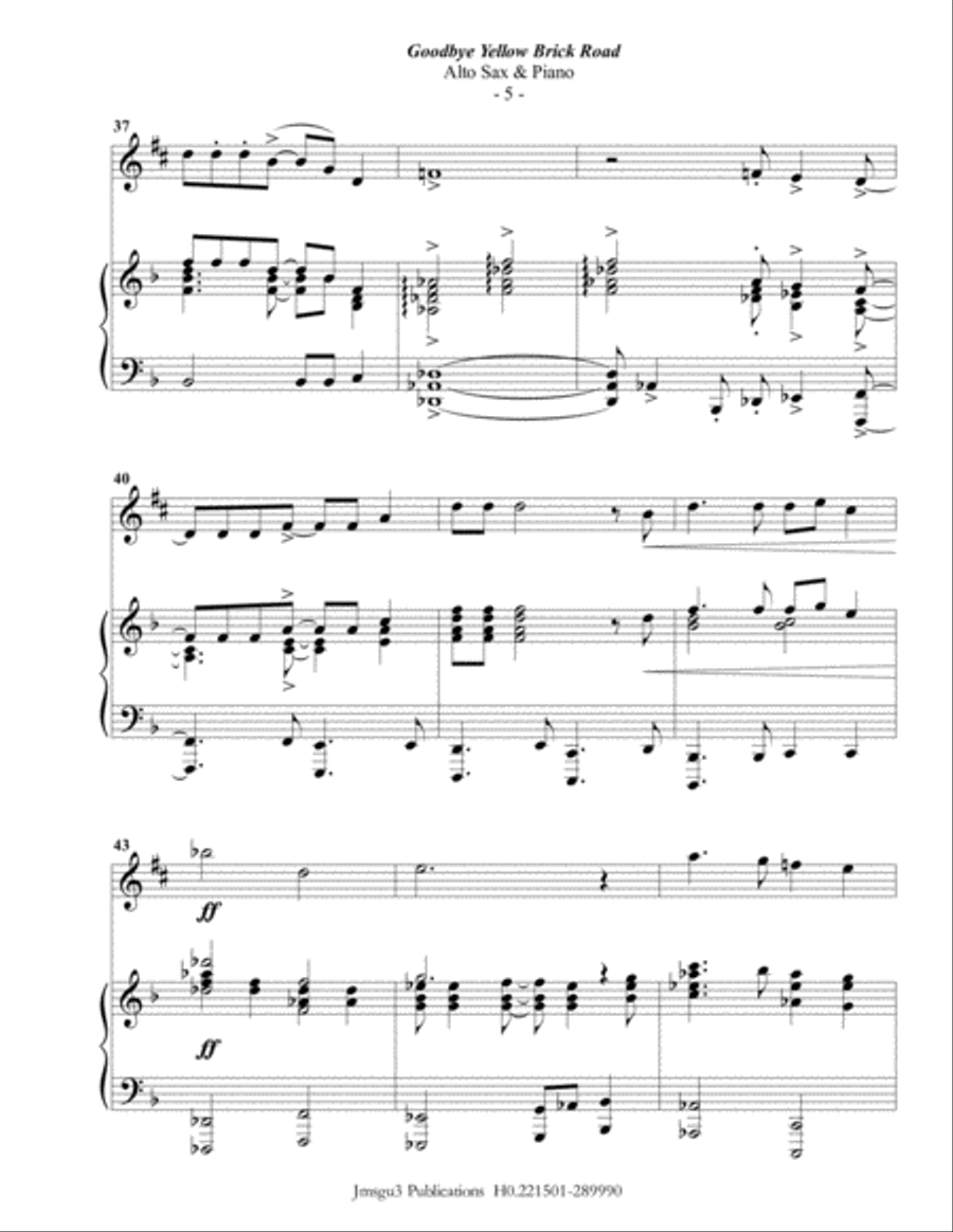 Goodbye Yellow Brick Road Alto Saxophone scores gallery preview page 5