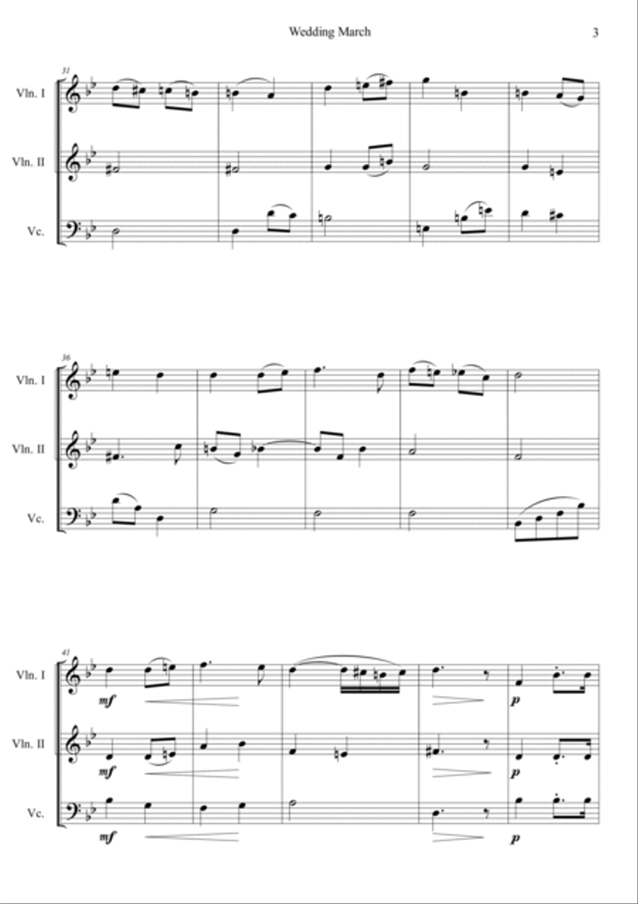 Wedding March String Trio scores gallery preview page 3