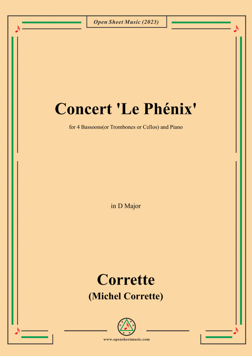 M. Corrette-Concert 'Le Phénix',in D Major,for 4 Bassoons(or Trombones or Cellos) and Piano image number null