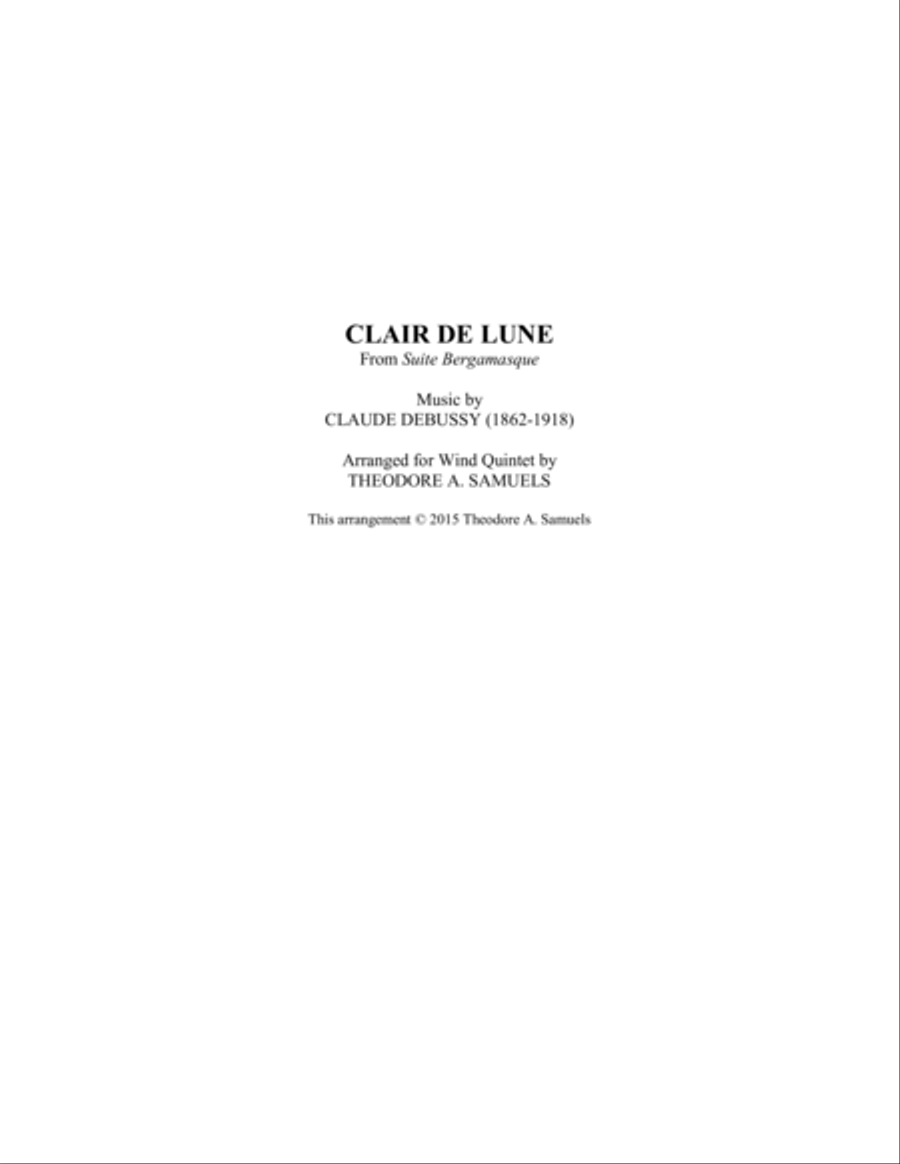 Clair de Lune from Suite Bergamasque Woodwind Quintet scores gallery preview page 1