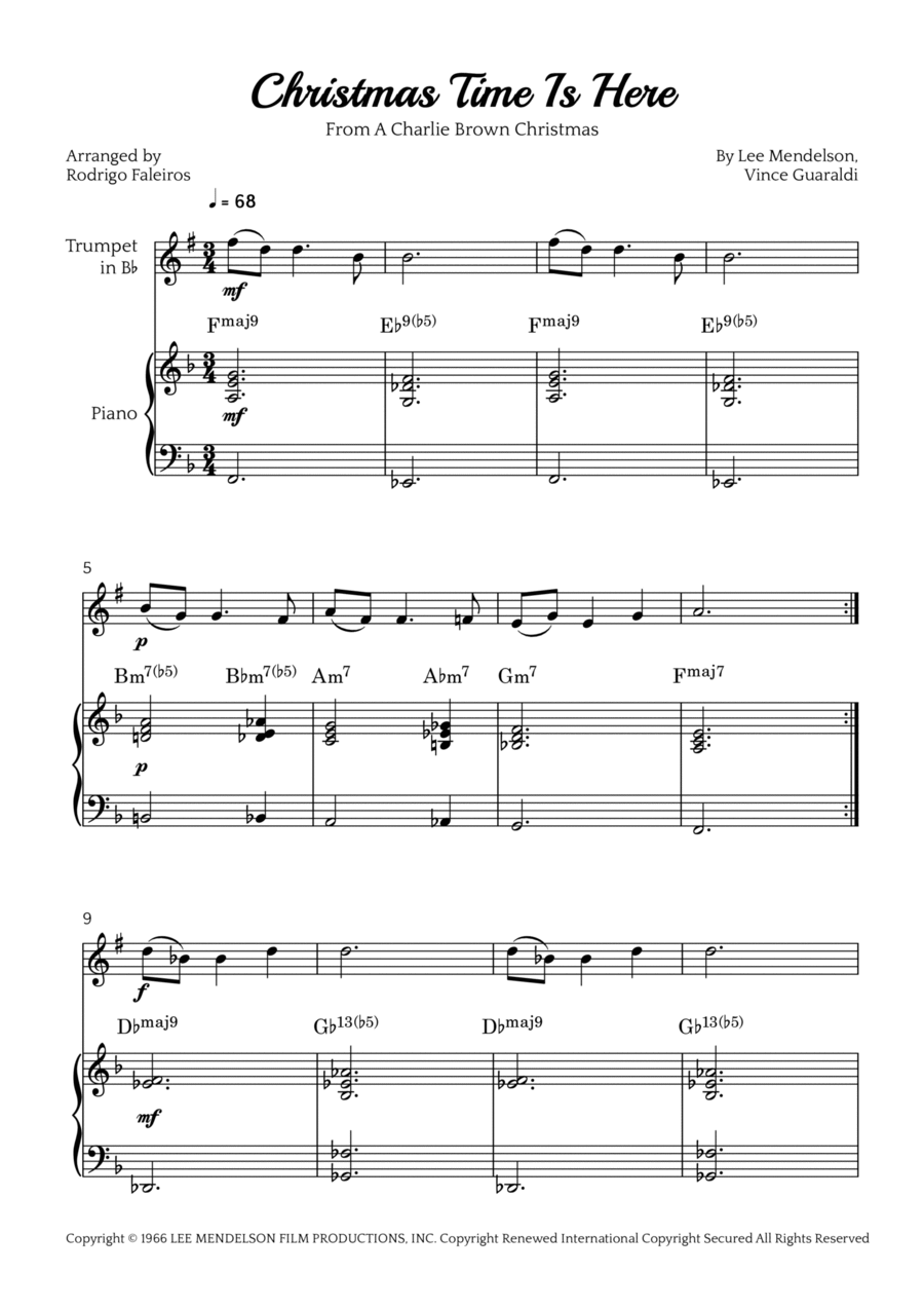 Christmas Time Is Here B-Flat Trumpet scores gallery preview page 1