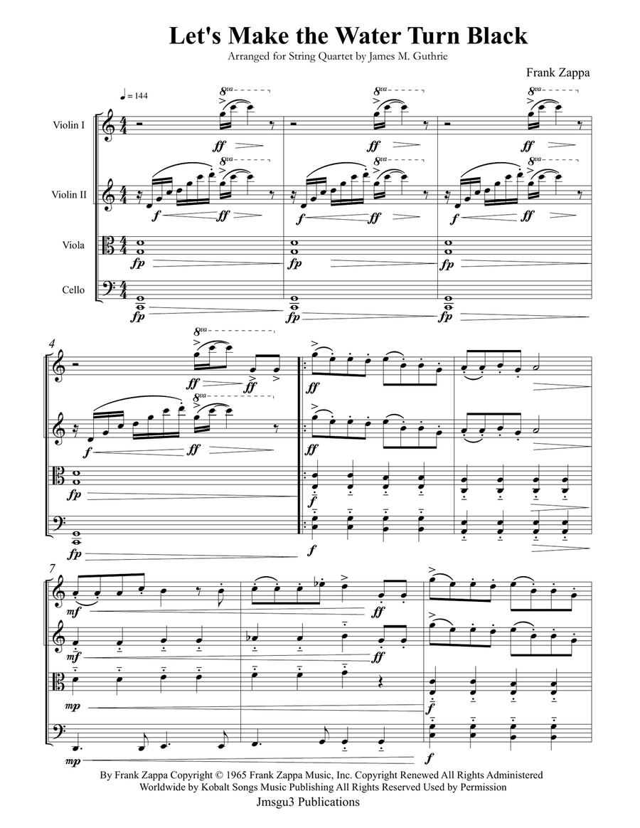 Let's Make The Water Turn Black String Quartet scores gallery preview page 1