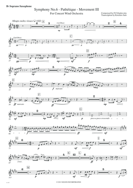 Symphony No.6 Pathetique Movement III [Parts] Saxophones(Soprano,1st,2nd Alto,Tenor,Baritone)