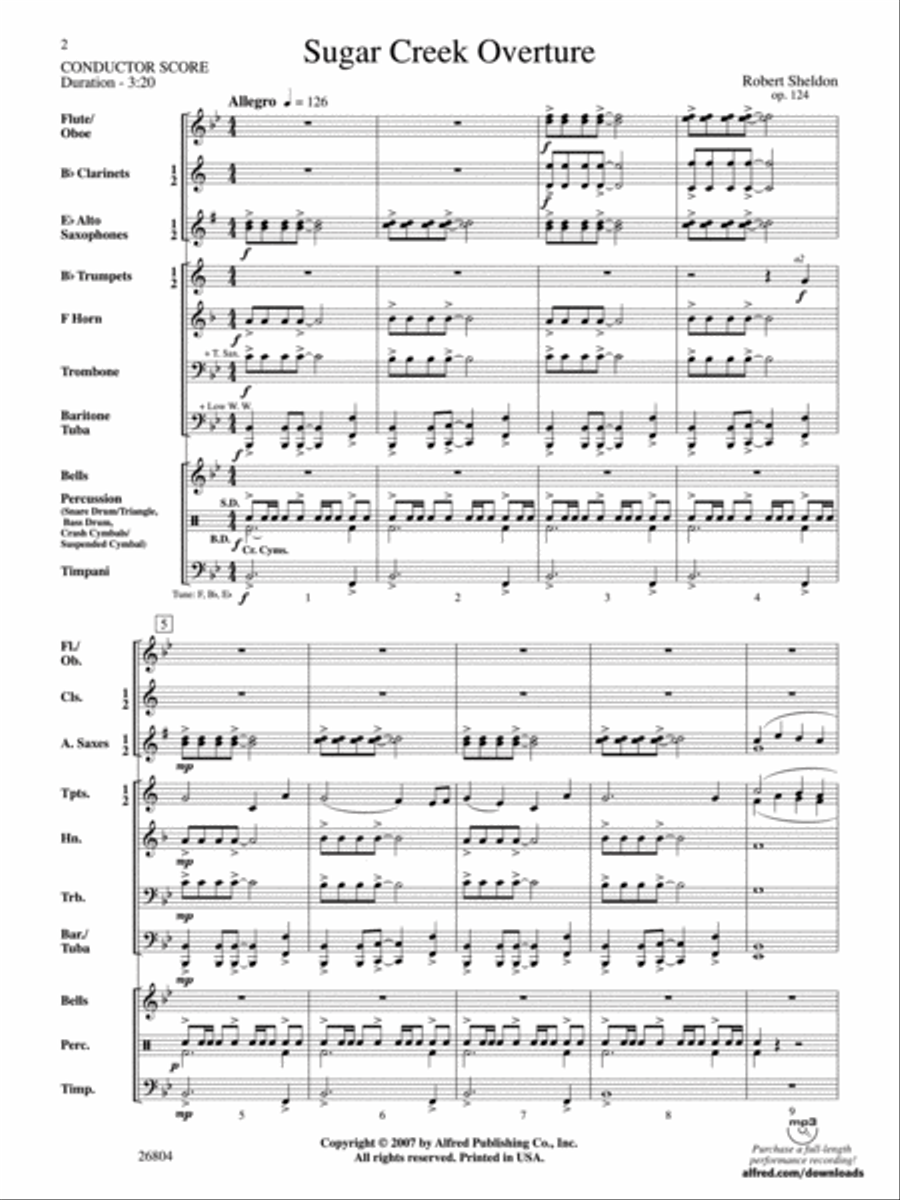 Sugar Creek Overture Concert Band scores gallery preview page 2