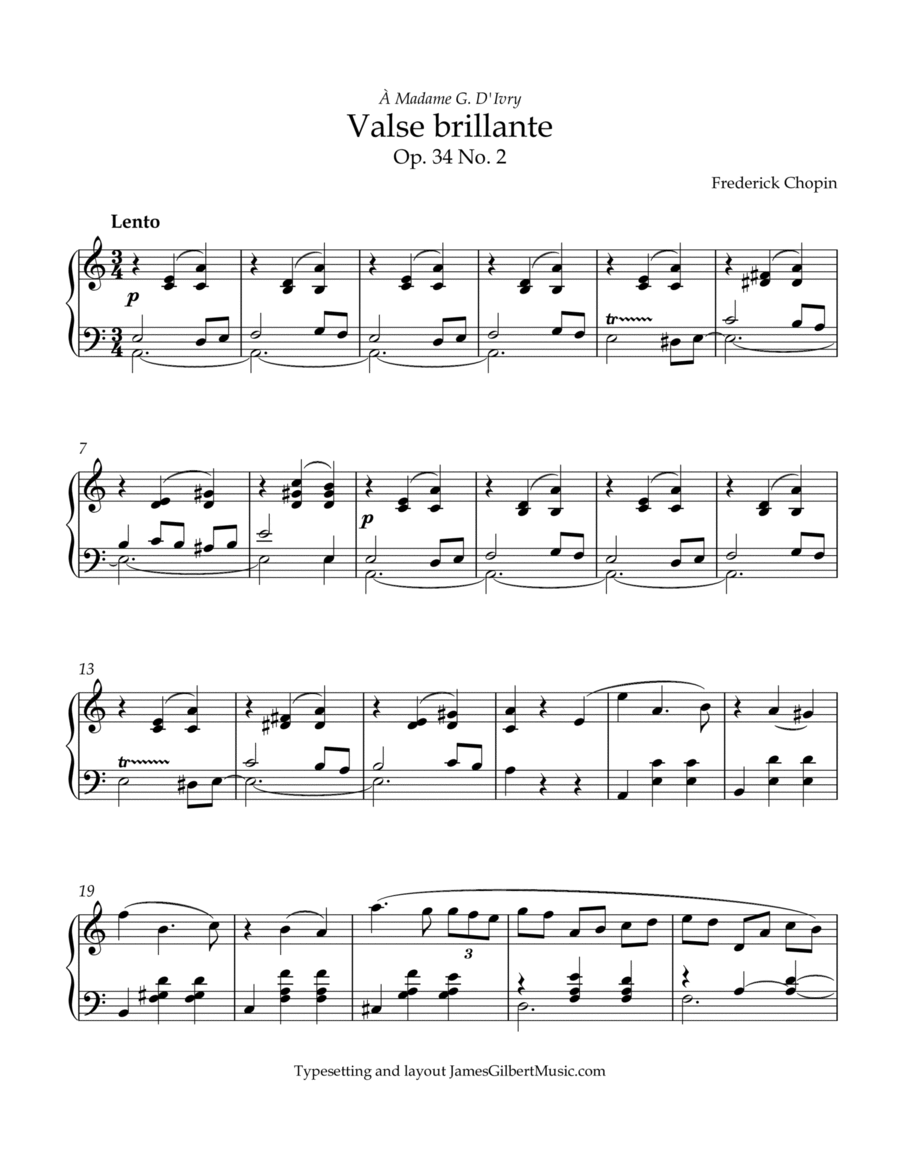 Valse brillante in A minor, Opus 34, No 2 Piano Method scores gallery preview page 1